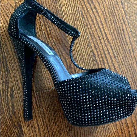 Steve Madden black rhinestone heels  size 8.5 - Picture 4 of 8
